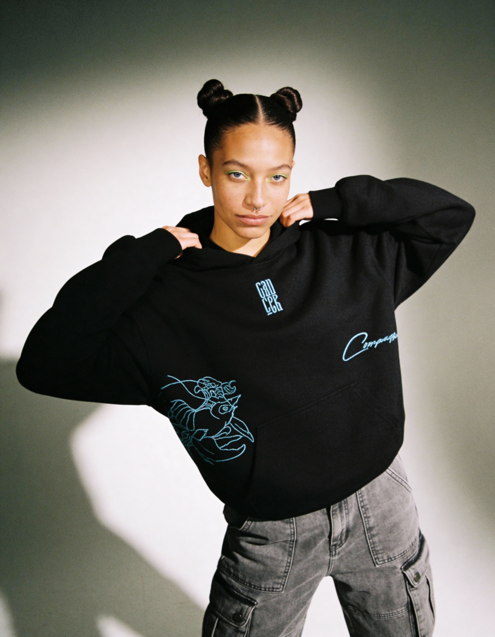 freepik__a-woman-with-sleek-two-buns-hairstyle-and-wearing-__30451 Cancer Embroidery Hoodie For Women - Image 4