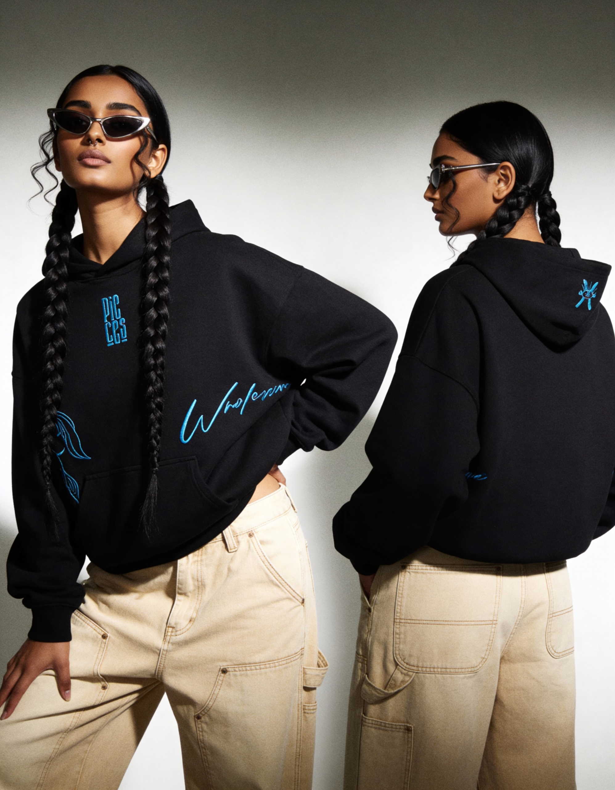 freepik__a-woman-with-sleek-two-long-braids-hairstyle-and-c__26140 Pisces Embroidery Hoodie For Women - Image 2