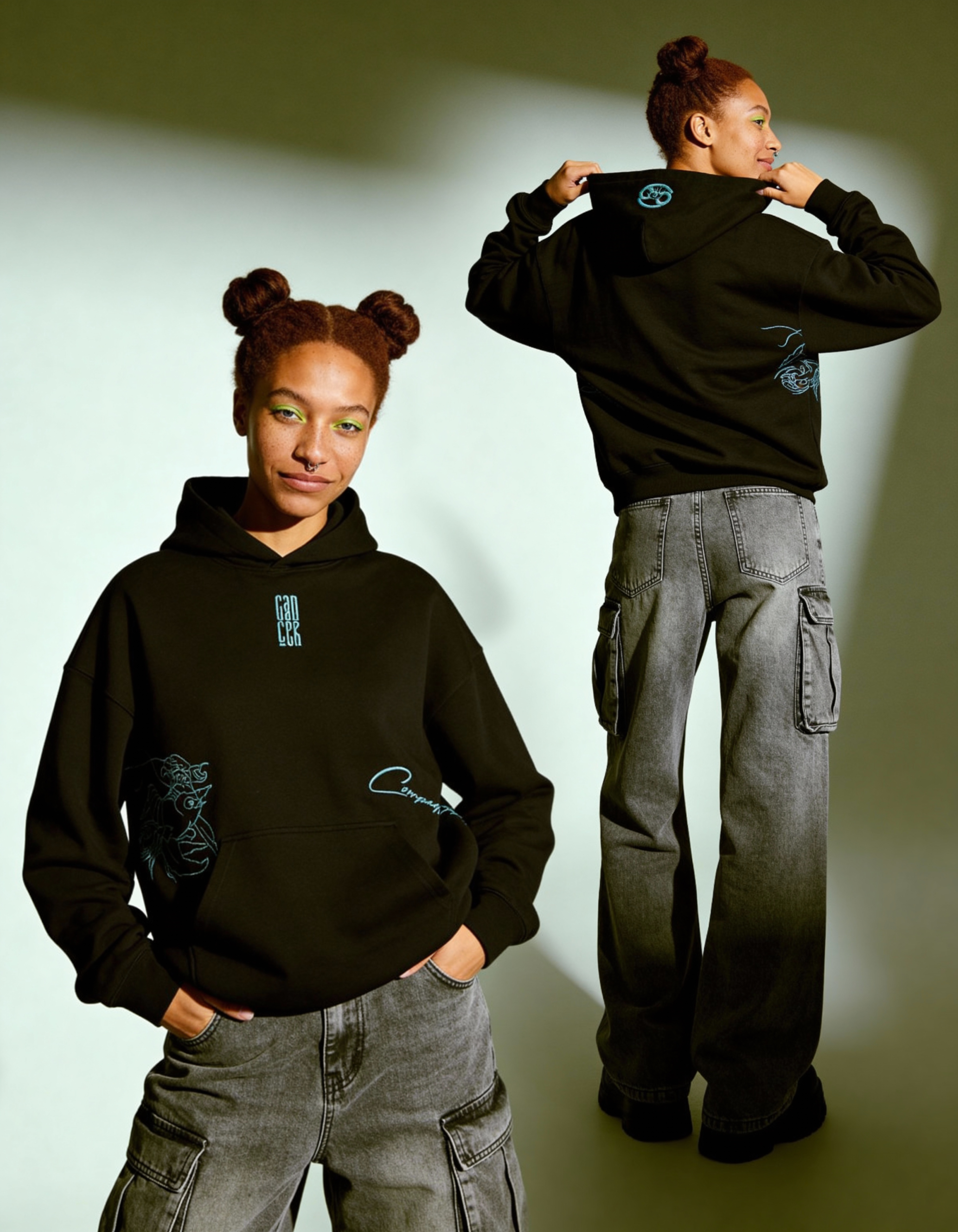 freepik__a-woman-with-two-buns-hairstyle-and-wearing-a-nose__30448 Cancer Embroidery Hoodie For Women