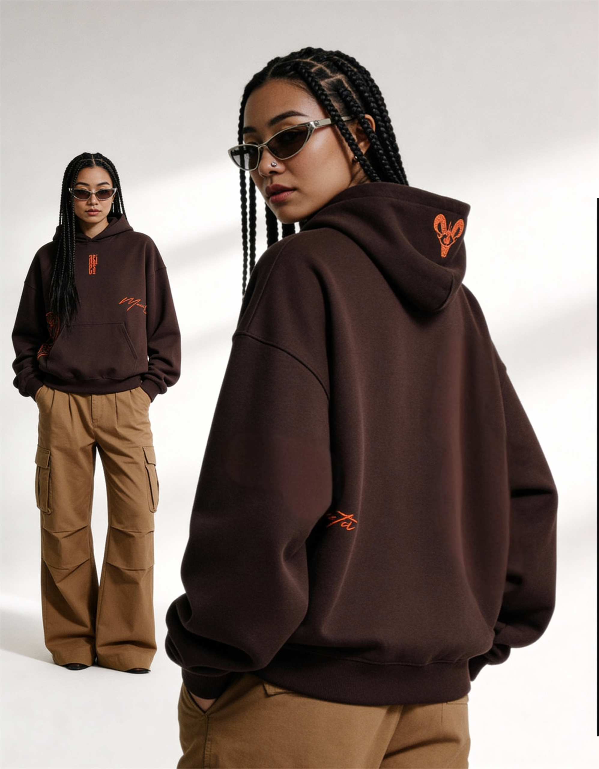 freepik__darkskinned-woman-with-long-braided-hair-and-weari__84482 Aries Embroidery Hoodie For Women - Image 4