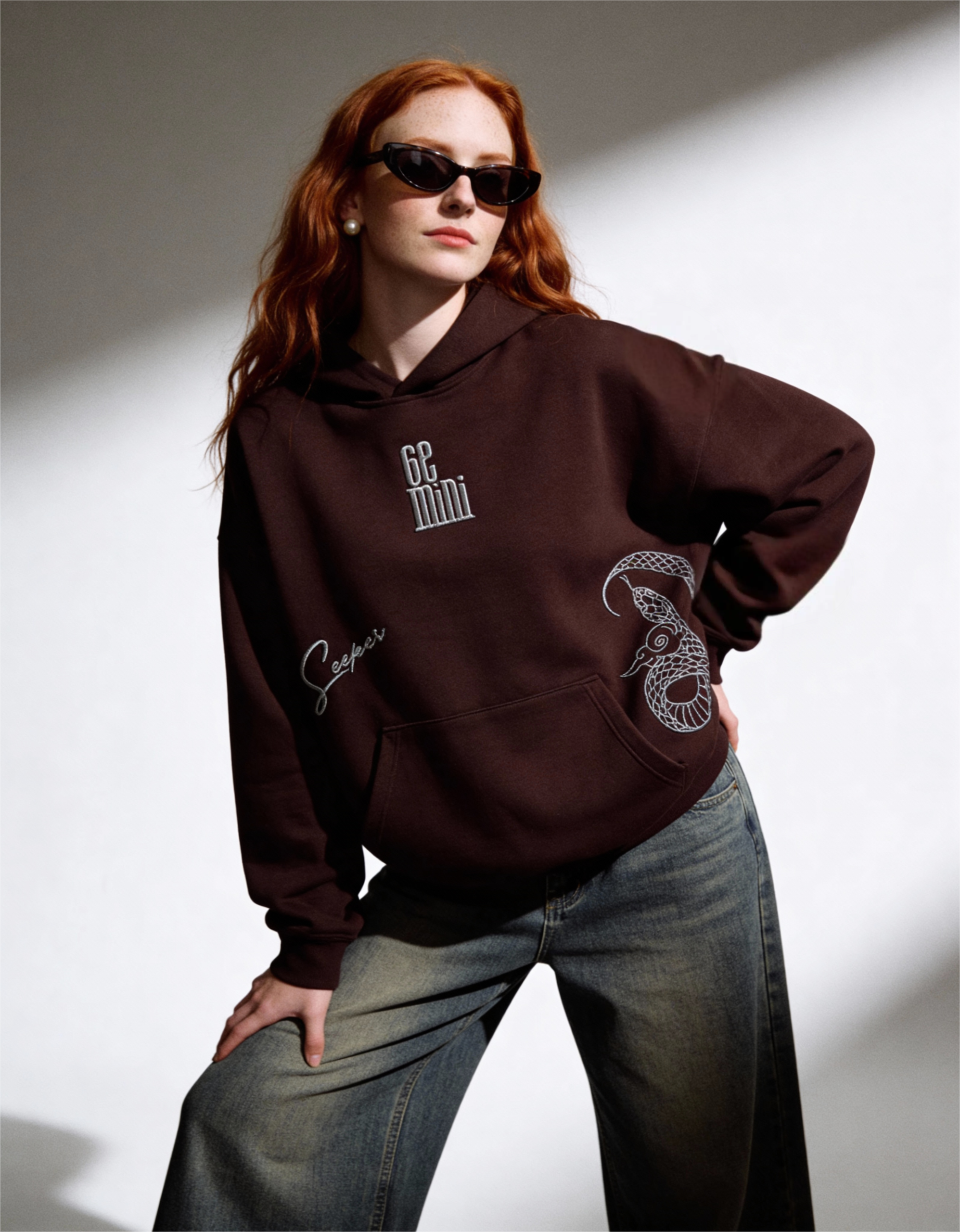 freepik__highfashion-editorial-portrait-of-a-woman-styled-i__35595 Gemini Embroidery Hoodie For Women - Image 2