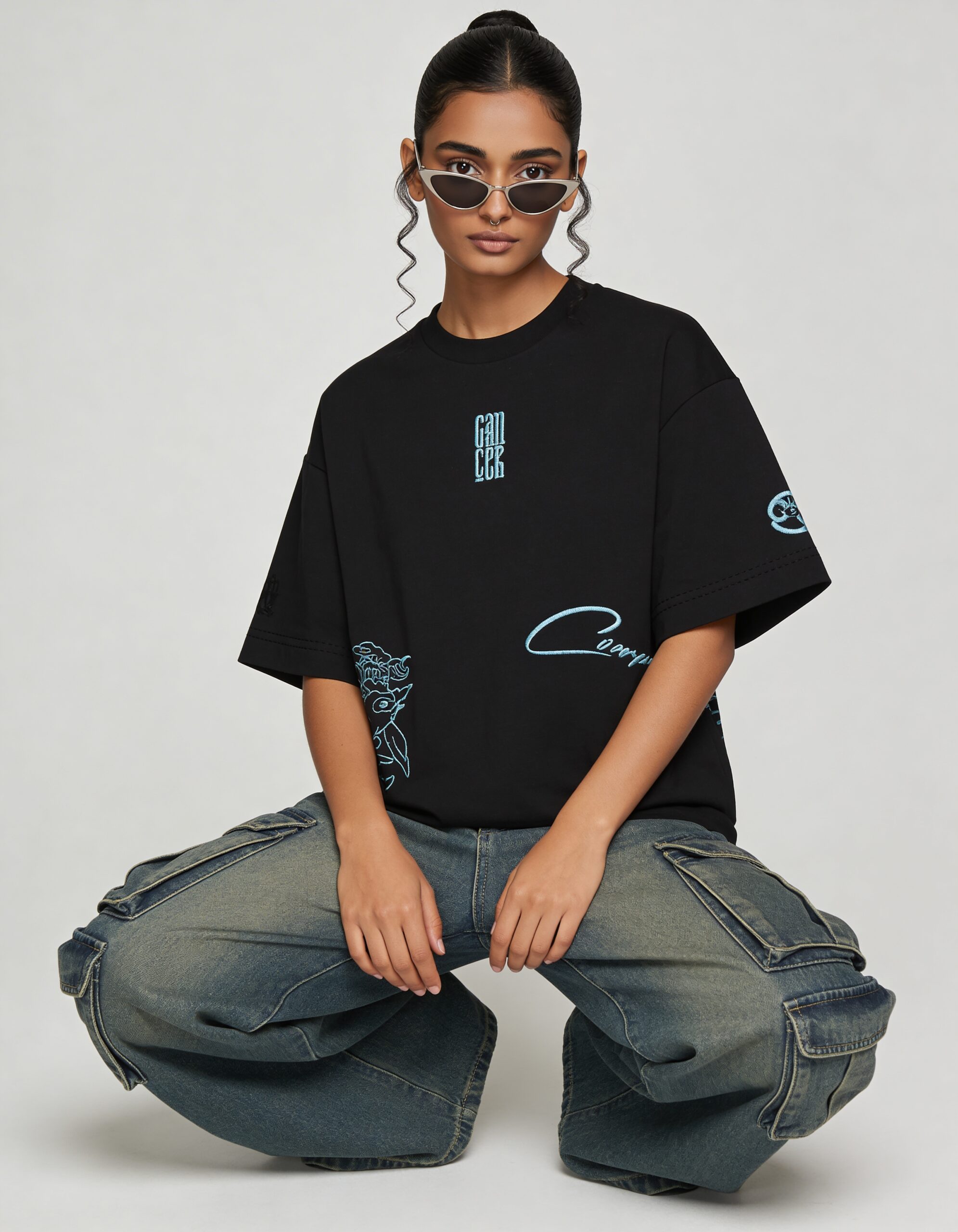 Cancer embroidery t shirt for women (copy) Cancer embroidery t shirt for women (copy)