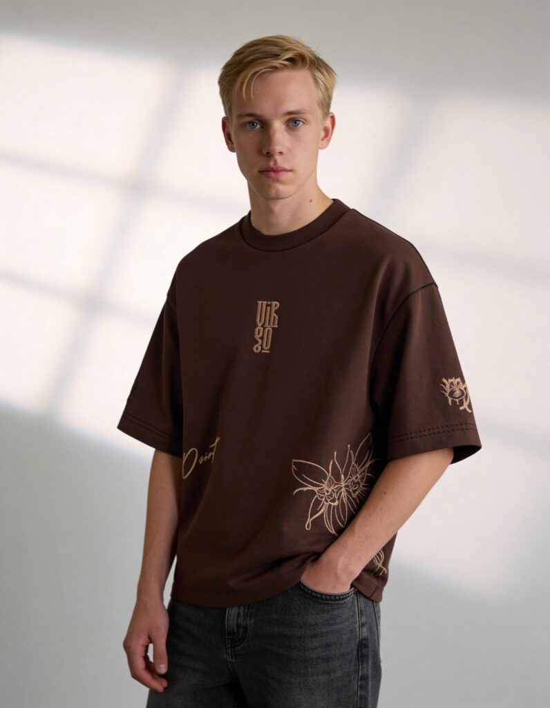 virgo embroidery t shirt for men